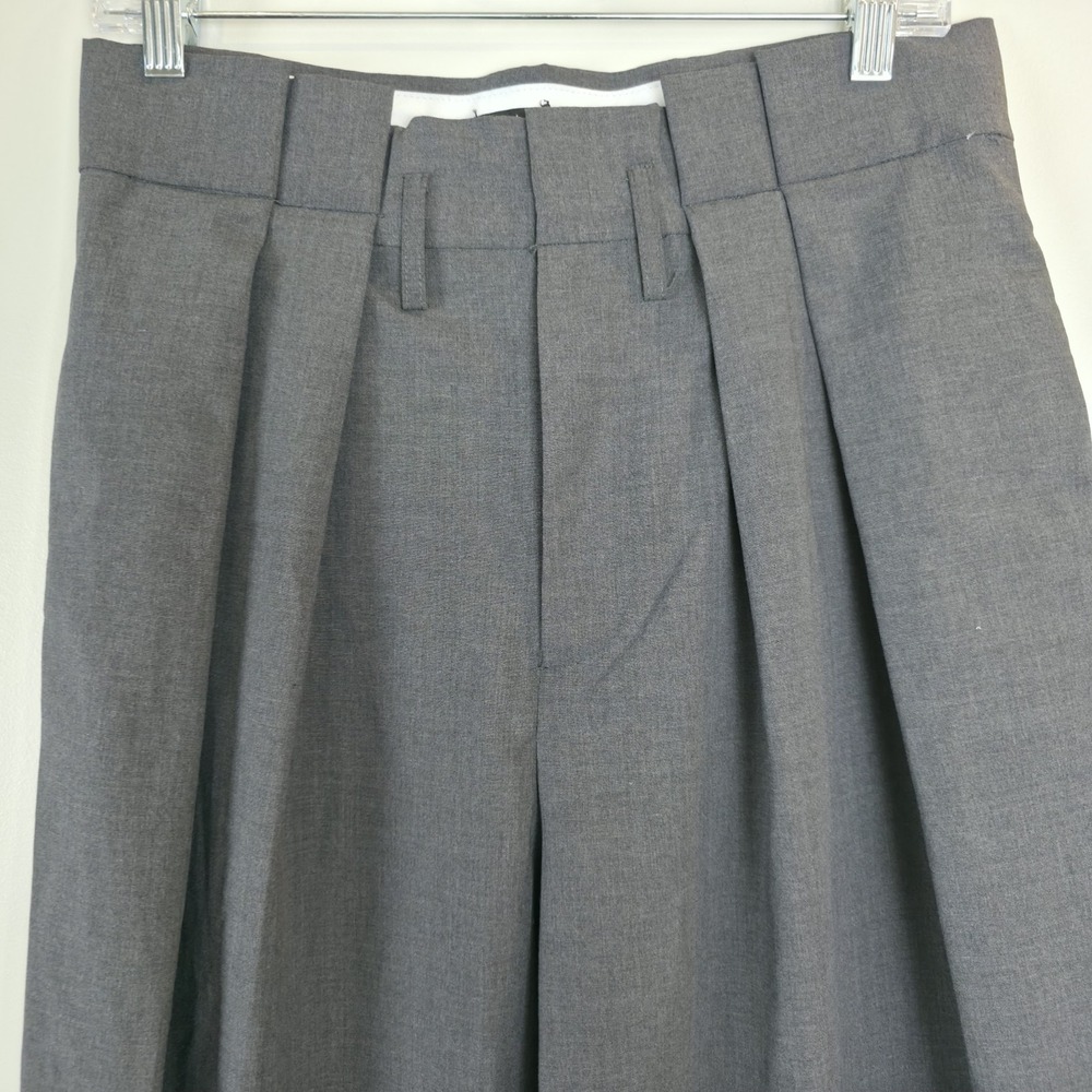 ZARA WOMAN Gray High Rise Paperbag Waist Wide Leg Ankle Dress Pants Sz Small.E43 - Picture 6 of 11